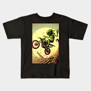 Monster Riding Dirt Bike Anime Style Kids T-Shirt